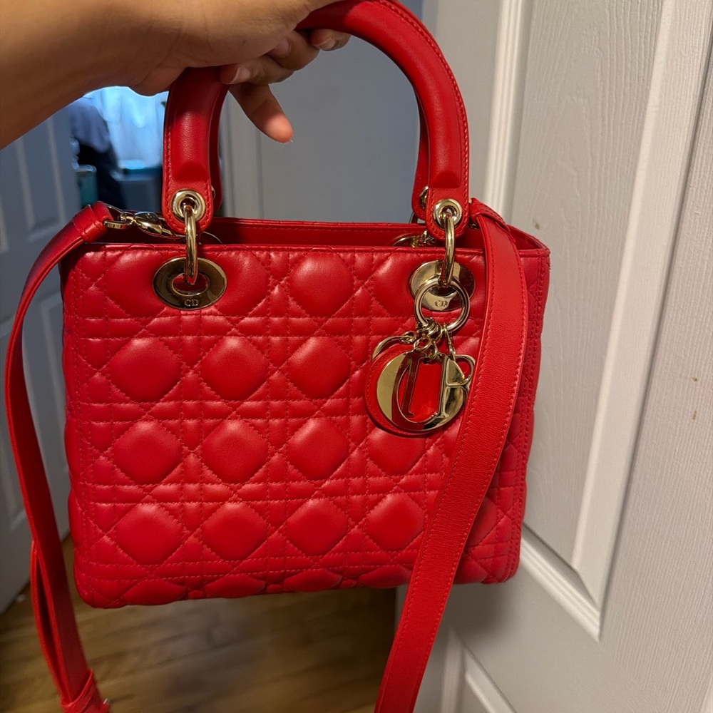 Lady Dior red lambskin  medium